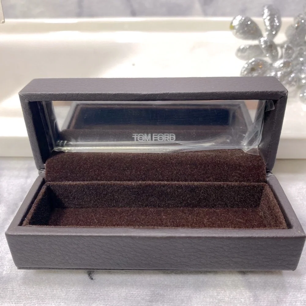 Tom Ford Lipstick Case,Brown Faux Leather, Magnetic Closure, Mirror Inside - NEW
